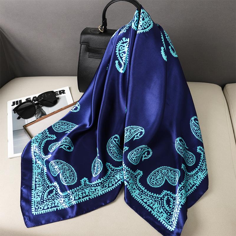 90x90cm Square Scarf for Women Head Shawls and Wraps Luxury Print Neck Scarves Hijab Bandana