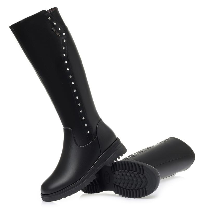 Женские ботинки, женские зимние ботинки из натуральной кожи, шерстяные теплые женские рыцарские сапоги большого размера