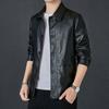 Кожаная куртка мужская весна и осень тонкая среднего возраста осень и зима бархатная утолщенная кожаная куртка большого размера кожаная куртка пальто