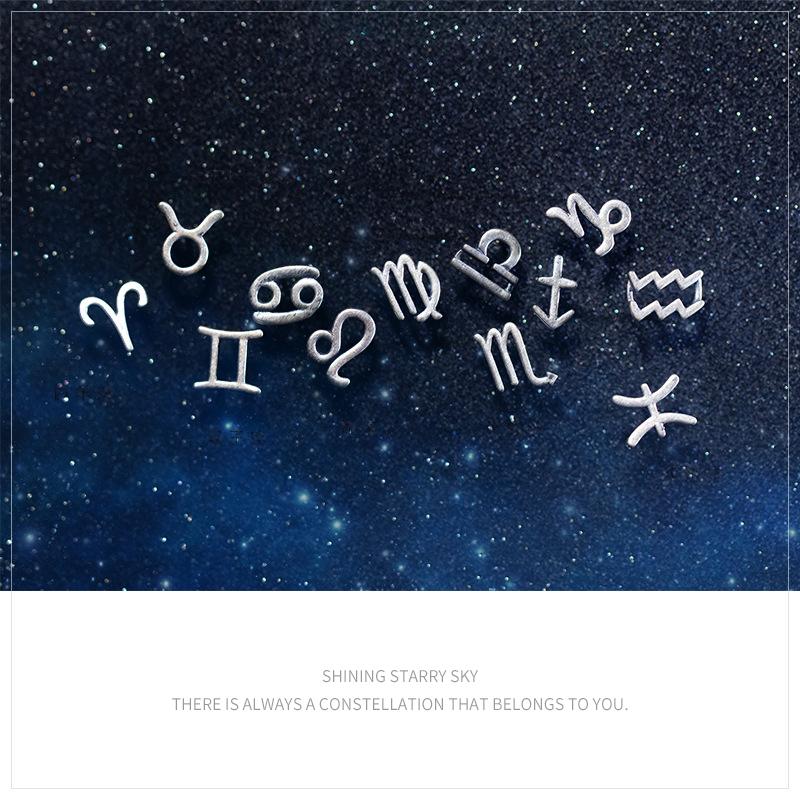 Серьги-гвоздики «Двенадцать созвездий» для женщин и девочек, симпатичные, из стерлингового серебра 925 пробы, Овен, Водолей, Лев, Дева, модные украшения