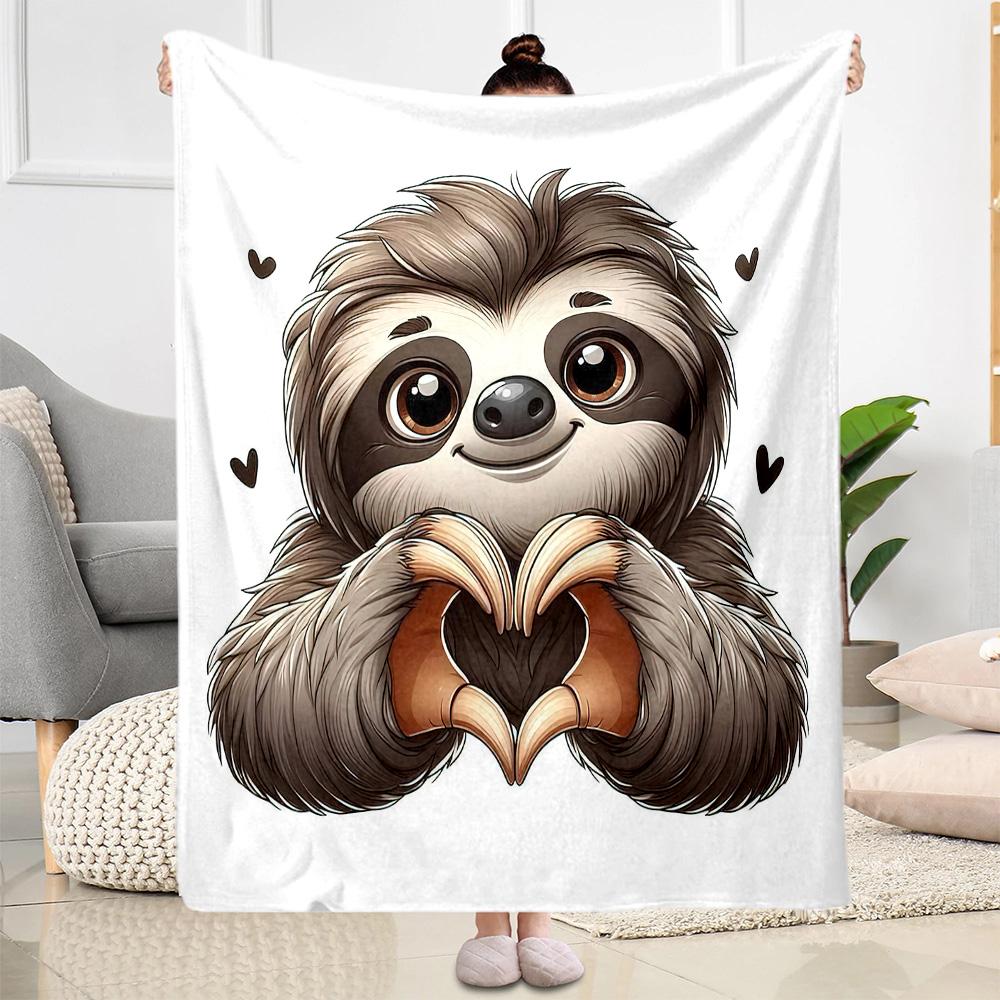 Love Sloth Heart Illustration Blankets are suitable for living rooms,making them an ideal choice for outdoor travel and gifts.