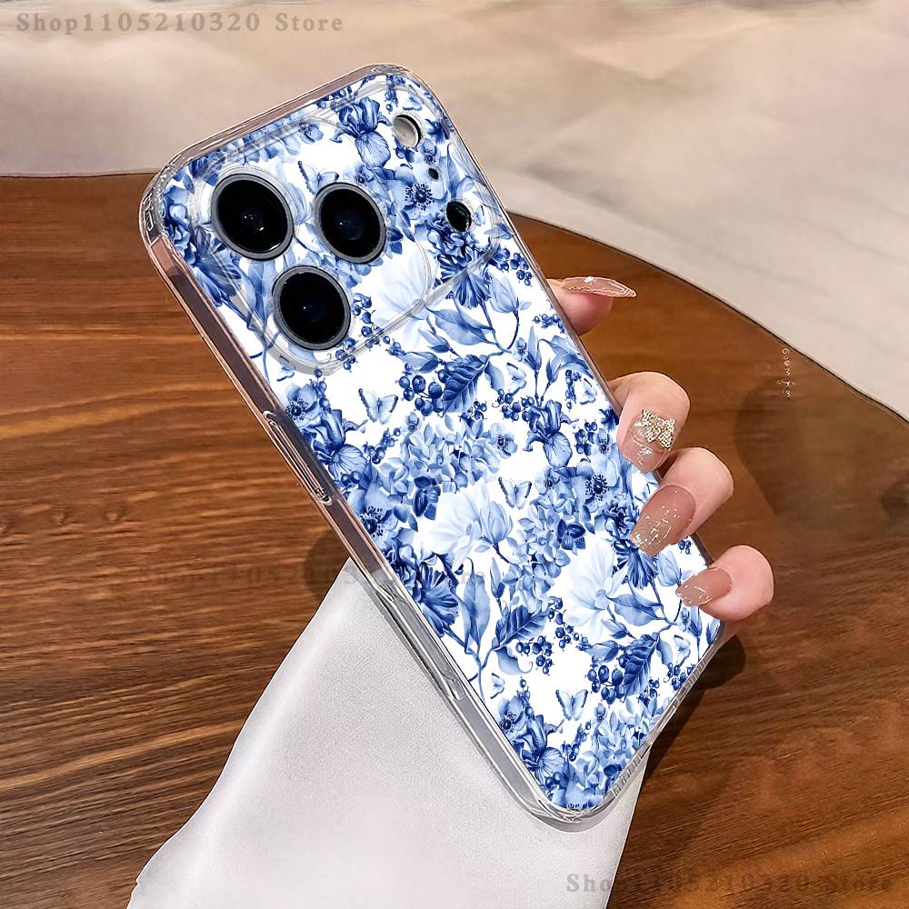 blue and white china pattern Phone Case For iPhone 17,16,11,15,13,14,12,Air,Mini,Plus,Pro,Max,Plus,E Clear Soft Shell