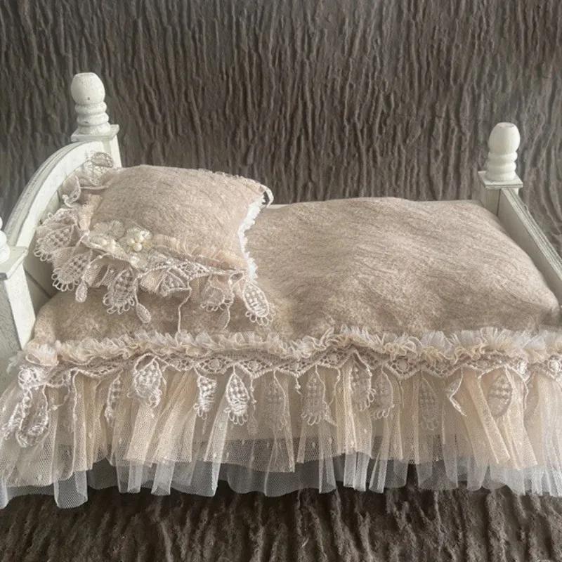 Новорожденный Кружевной Фотофон с Подушкой для Позирования Детский Мини-матрас для Фотосъемки Реквизит для Фотографий Младенцев