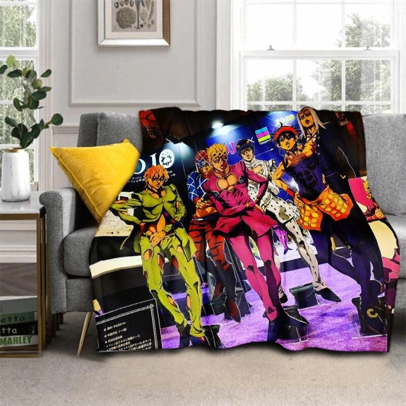 Фланелевое одеяло с 3D принтом аниме Jojo Bizarre Adventure для косплея, для кроватей, походов, пикника, модное покрывало, одеяло
