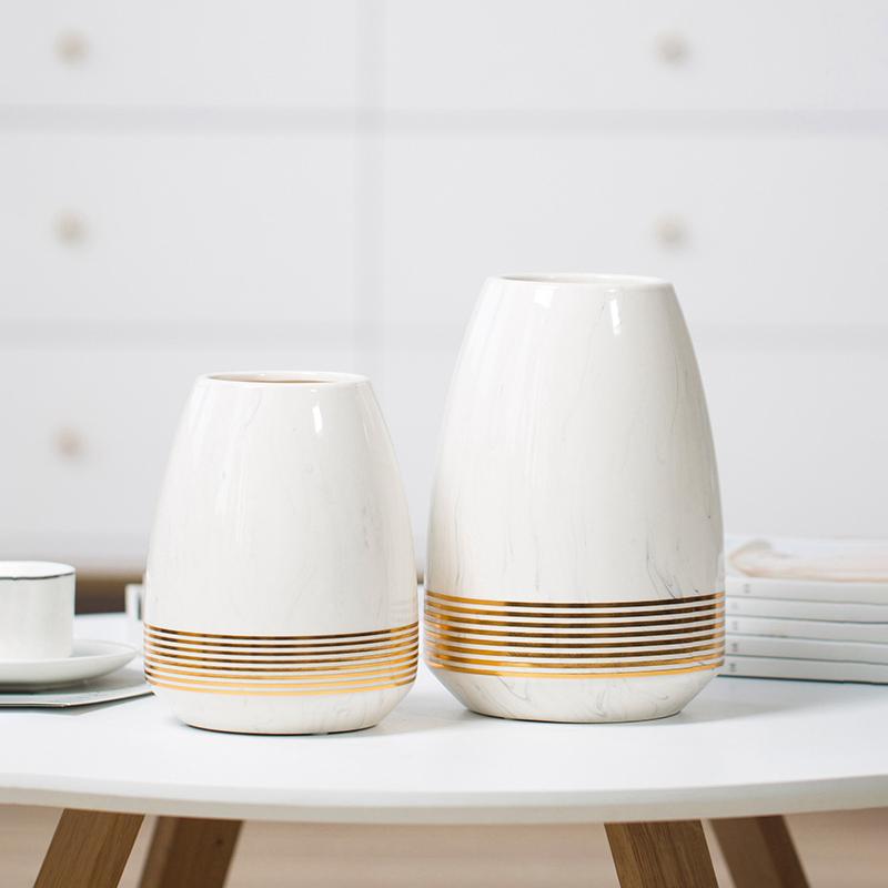 Мраморный дизайн Керамическая ваза Золотая круглая ваза для цветов Водный контейнер для посадки растений Центральная часть Украшение для дома Свадебный подарок