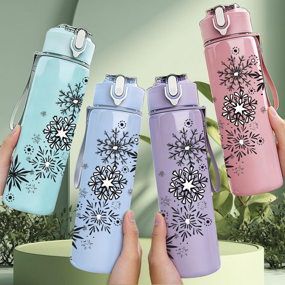 1PC Dandelion Wish Spray Art Print 750ml Color Plastic Sports Water Bottle Leakproof Flip Straw Lid Suitable for Sports Office Home Use