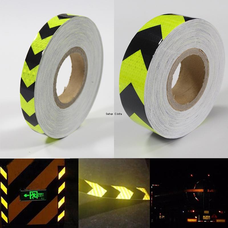 2.5cmx5m Arrow Car Reflective Stickers Fluorescent Yellow-Black Waterproof Reflectors Self-adhesive Tape Strip For Bicycle Truck