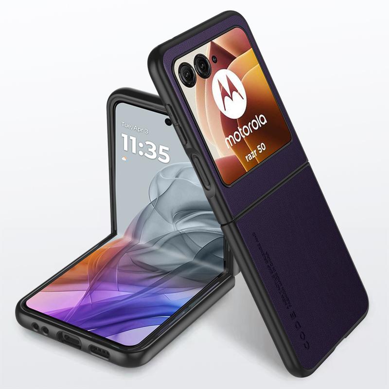 Обычный кожаный чехол для Motorola Razr 50, ультраматовый бампер, ультратонкий противоударный жесткий чехол для телефона Moto Razr50, ультразащитный чехол для камеры