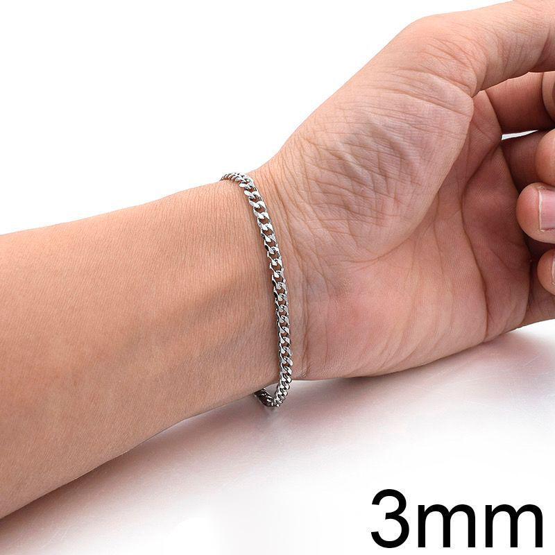 Модный мужской браслет в кубинском стиле, классический браслет-цепочка из нержавеющей стали шириной 3/5/7/9 мм для мужчин и женщин, ювелирный подарок