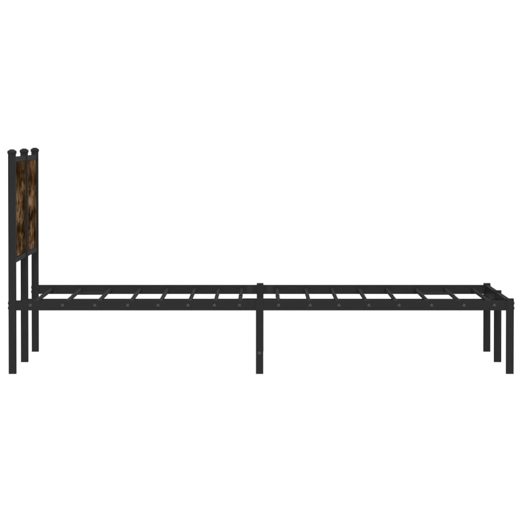 Metal Bed Frame without Mattress Smoked Oak Finish 120 x 190 cm