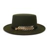 X4019 Шерстяные шляпы Fedora с плоским верхом для взрослых, шляпа Canotier с широкими полями, модная шерстяная шляпа-канотье с плоским верхом