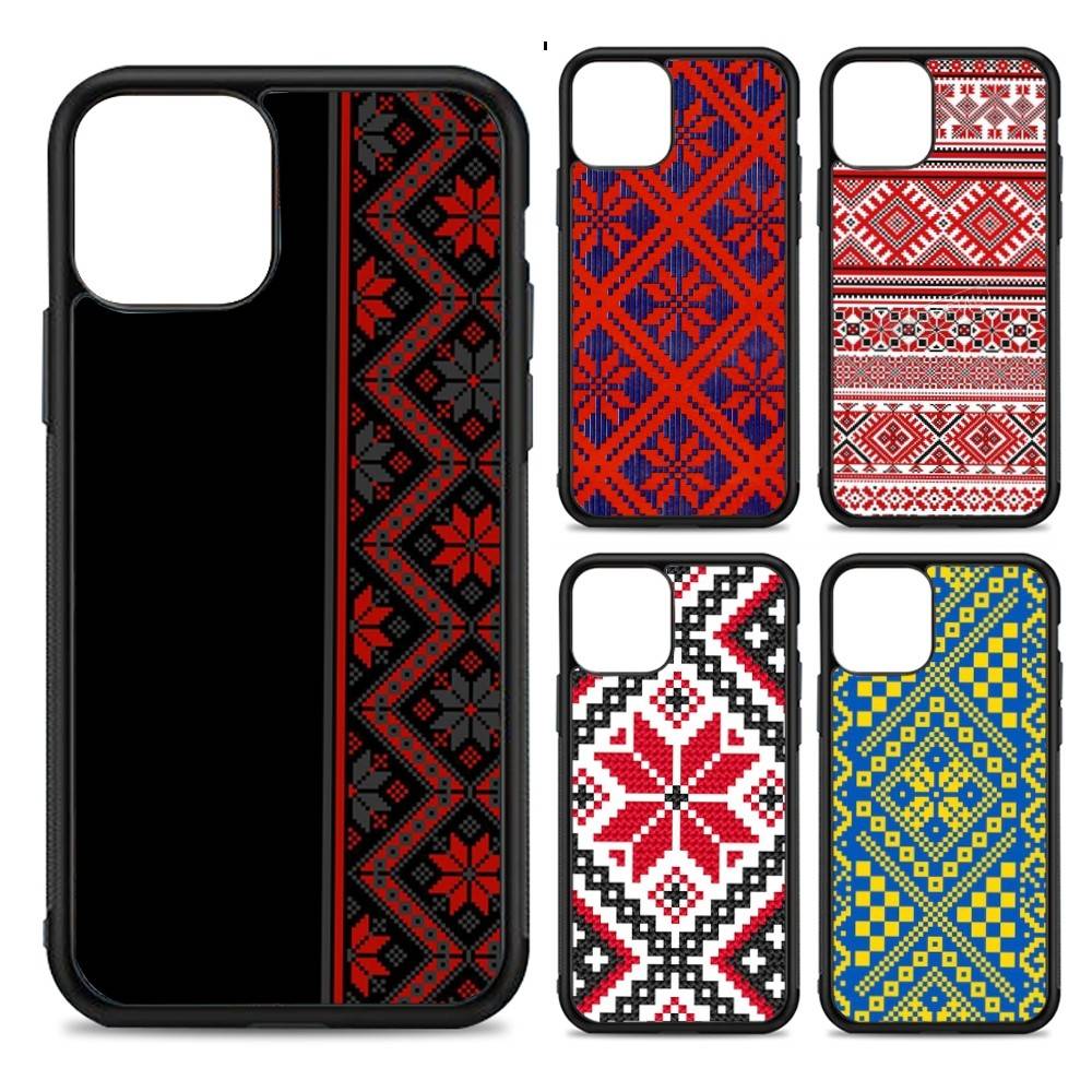 Чехол для телефона с узором-орнаментом Украины, силиконовый, PC+TPU, для IPhone 11 12 13 14 15 16 Plus Pro Max