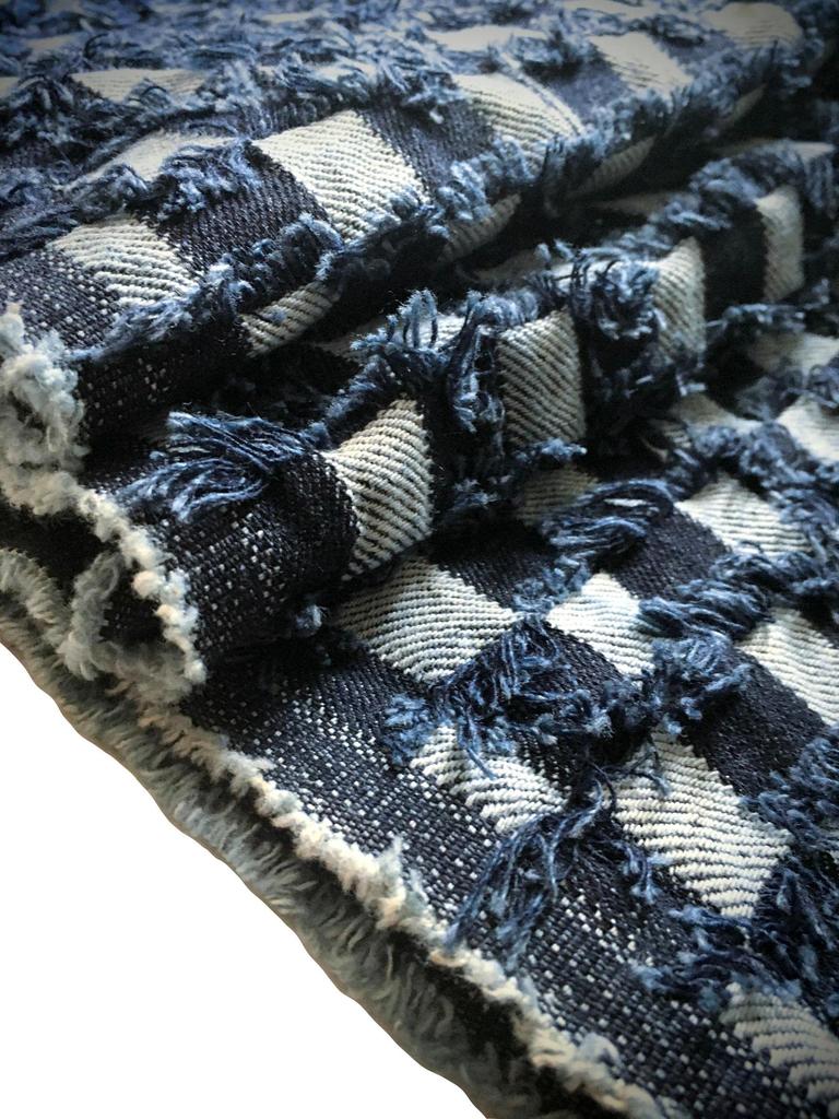 Джинсовая бахрома Дизайн Джинсовая ручная работа Джинсовая тонкая Хлопковая джинсовая ткань Лоскуты 2 блока ткани, Обрезки, Ткань, (Набор Проверка)