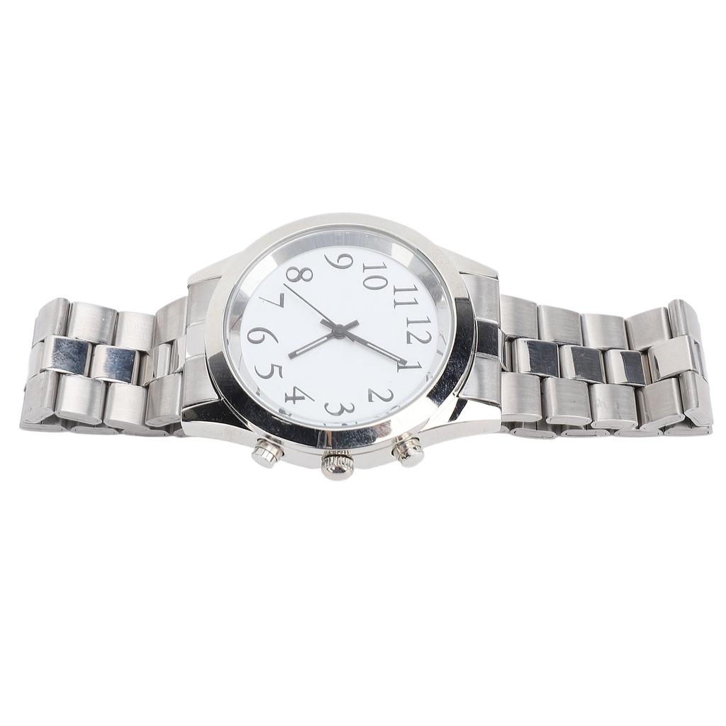 Говорящие часы с будильником, эластичный ремешок из нержавеющей стали, большие часы с четким голосом для слепых людей