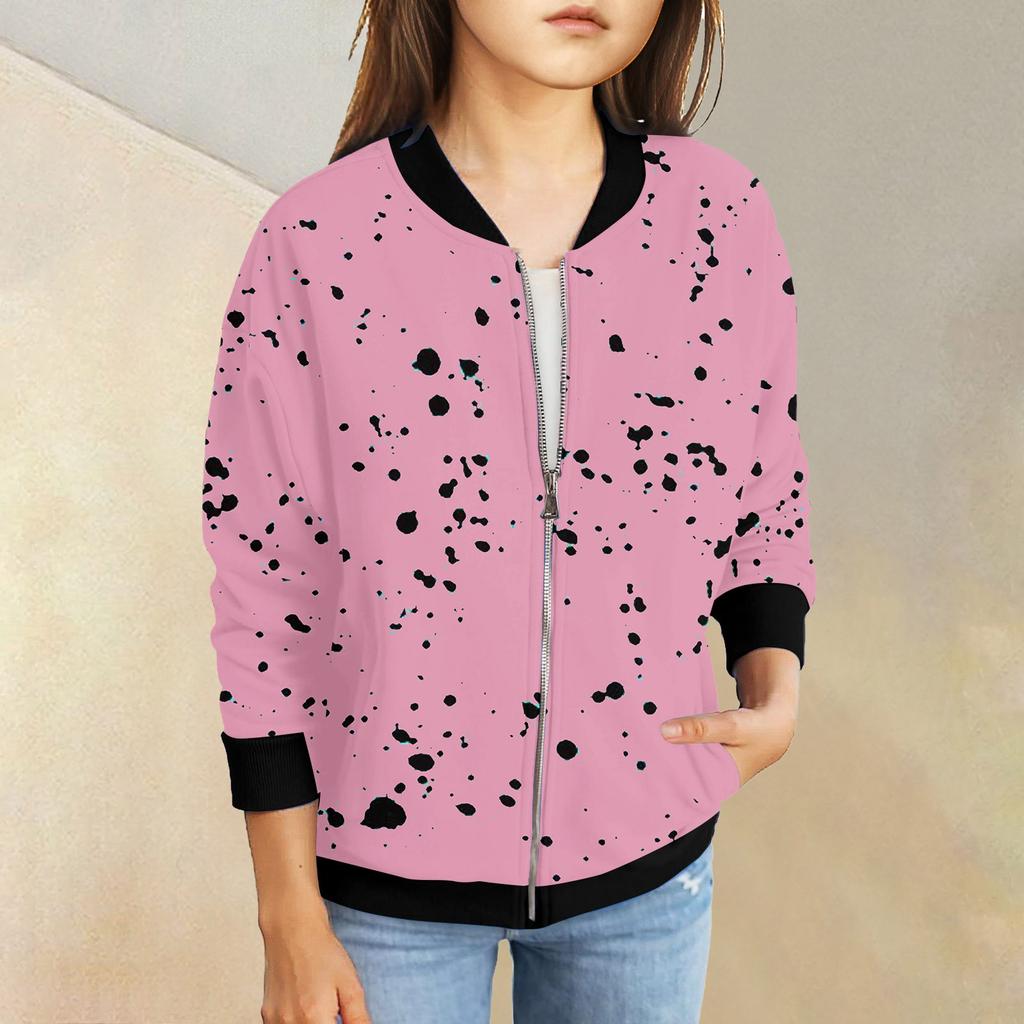 Куртки на молнии для девочек, детские осенние толстовки с длинными рукавами, верхняя одежда с карманами 5-15 лет