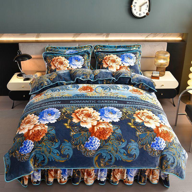 G5Z9 Jin Double-Sided Thickened Velvet Four-Piece Bedding Set for Weddings