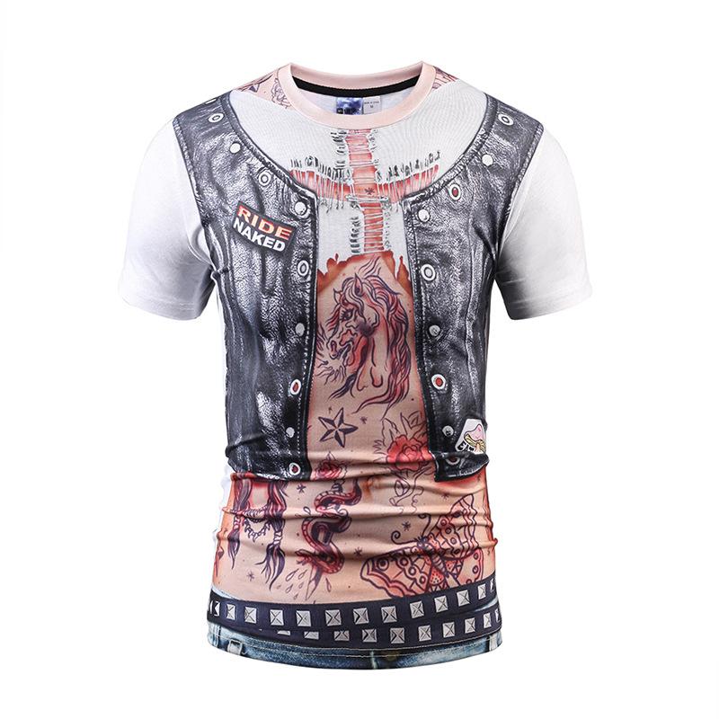 Fashion Tee Top Sleeve Round Suit Tie 3D T-Shirt