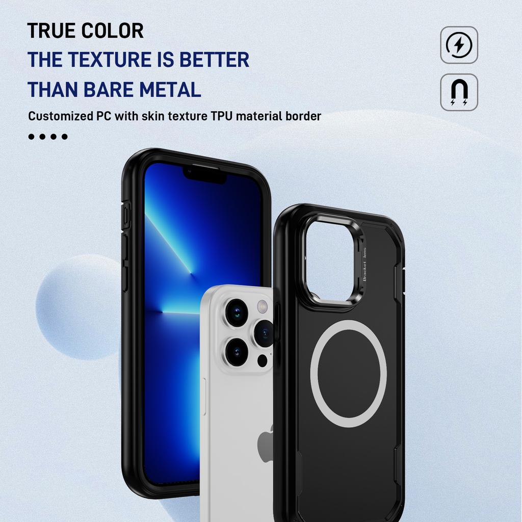 For iPhone 13 Pro Case Compatible with MagSafe Lens Frame Kickstand TPU + PC Shockproof Phone Cover