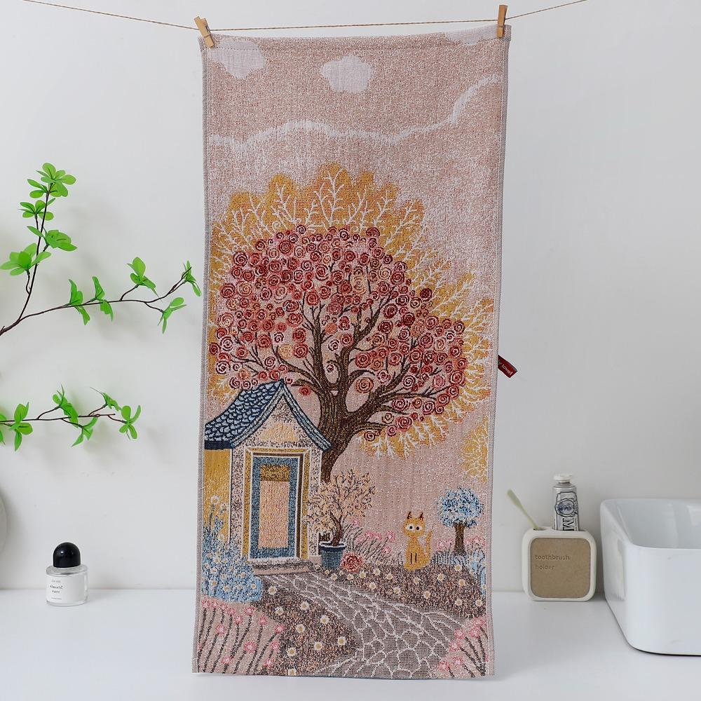 New 34x74cm Pure Cotton Face Towels Cartoon Soft Large Hand Towel Absorbent 4 Layer Cotton Gauze Dish Cloth for Children