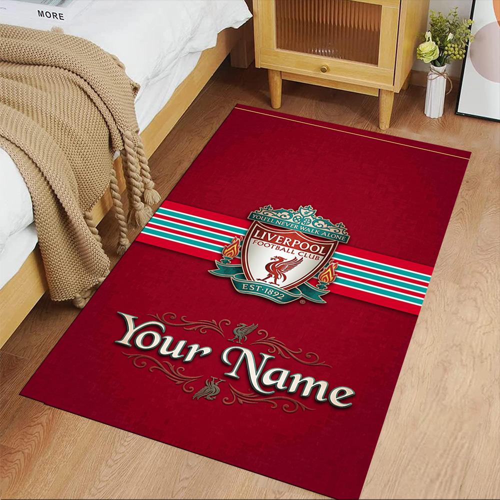 Liverpool Personalized Name Floor Rug Office Rug Perfect for Kitchen Playrooms Balcony Game Room Anti-slip Rug Office home decor Spiritual Gift