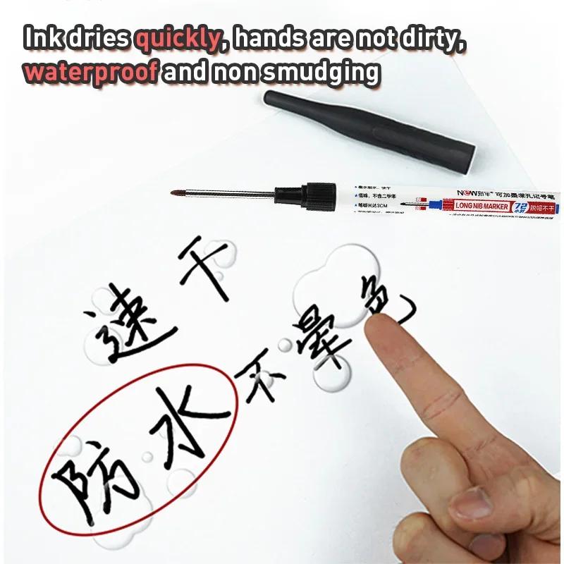 1-8Pcs 4 Colors 32mm Deep Hole Marker Pens Bathroom Waterproof Woodworking Tile Metal Multi-purpose Long Head Oil Markers Pen
