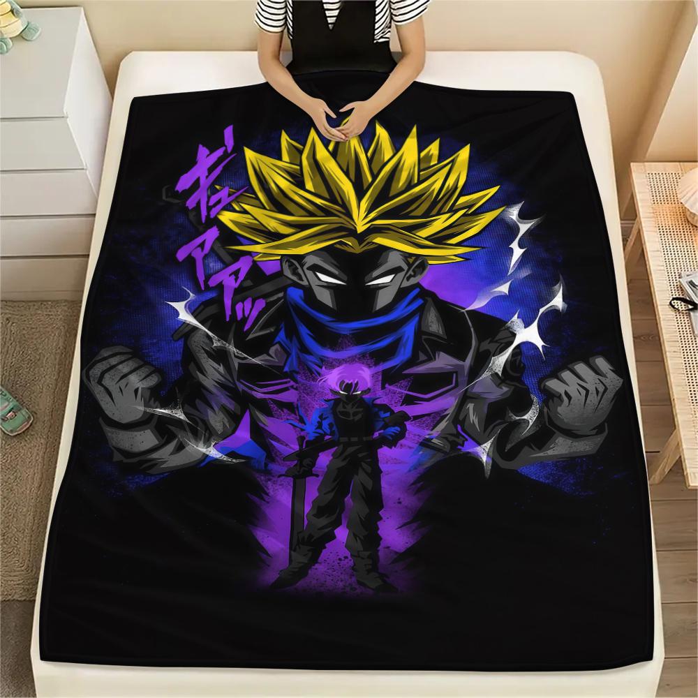Dragon Ball Z Print Flannel Blanket, Warm for Sofa Bed Chair Picnic Travel, Bedroom Decorative Home Throw -HE12