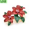 Red Rhinestone Flower Brooches Women Alloy Beautiful Flower Brooch Pins New Year Gifts