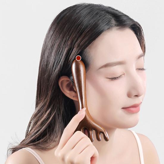 Массажная расческа Yousheng из сандалового дерева с длинной ручкой, лимфодренажный массажный инструмент для снятия мышечного напряжения, акупунктурный массажный инструмент для гуаша с пятью когтями для всей семьи