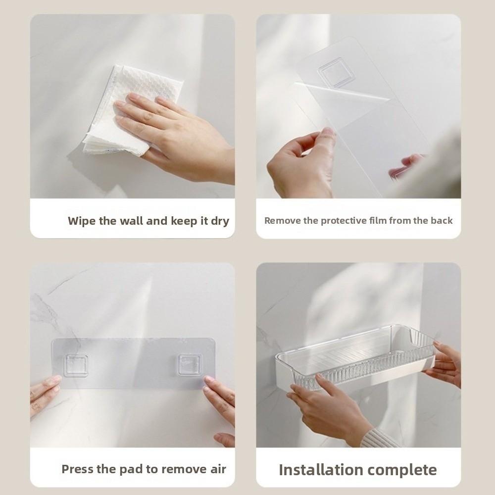 Wall Mounted Toiletries Holder No Nail Bathroom Shelf Bathroom Storage Rack for Shampoo