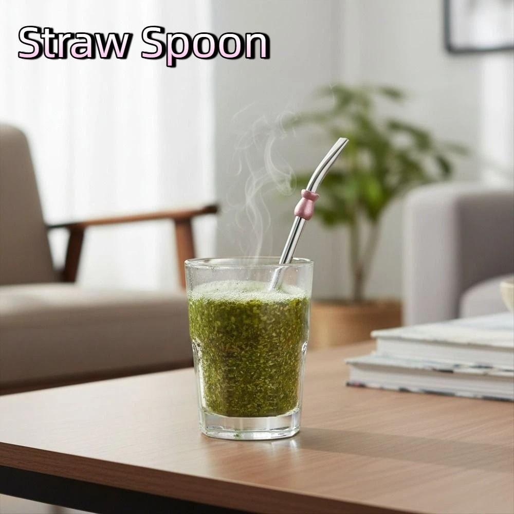 2 Piece Reusable Yerba Mate Drinking Straw 304 Stainless Steel Filter Straw Straw Spoon Cafe