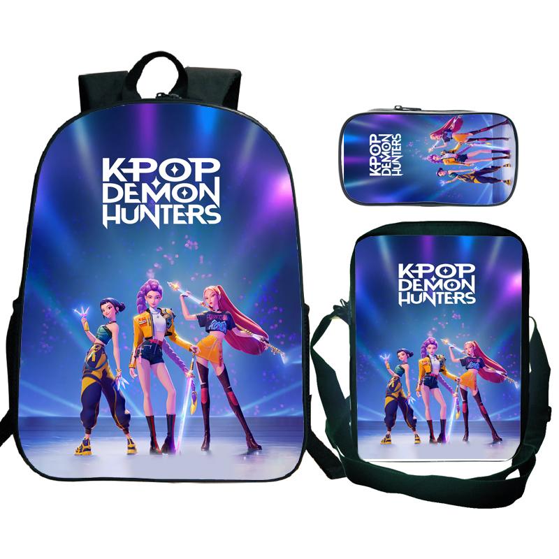 3 шт. K-Pop Рюкзаки Охотники на демонов Huntrix Девочки Дети Студенты Школьные сумки Зои Руми Мира Саджа Мальчики Дети Рюкзаки Унисекс Мочила