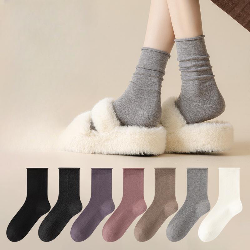 Ladies Winter Thickened Warm Heat Storage Spontaneous Heat 7A Antibacterial Loose Mouth Wool Pile Socks