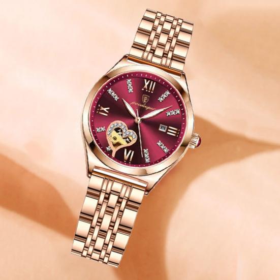 Женские часы, водостойкий светящийся ремешок из нержавеющей стали, круглый календарь со стразами, платье, наручные часы, модные ювелирные изделия, подарок