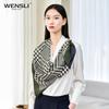 WENSLI Double-Sided Houndstooth Mulberry Silk Scarf