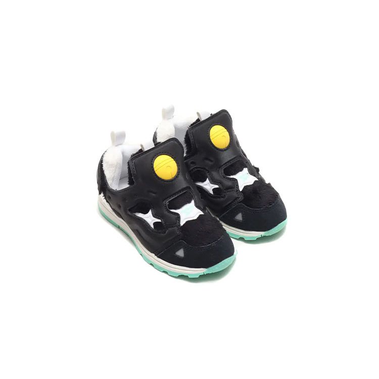 Reebok Doraemon X Instapump Fury Модные спортивные повседневные кроссовки с низким верхом для ходьбы Детская обувь Черный Белый GV7286