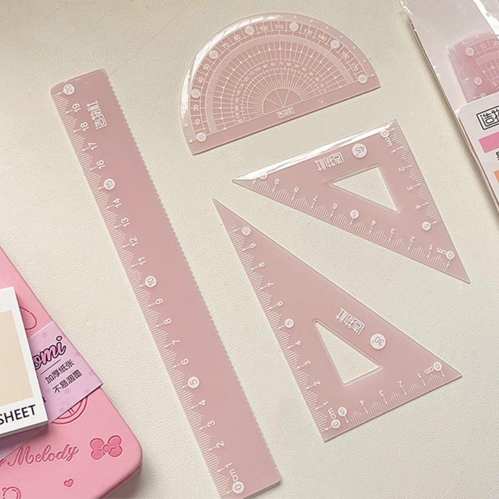 4 шт./набор Утолщенная прямая линейка Прозрачный угольник Многофункциональный набор желе-линеек Мальчики/Девочки