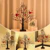 LED Vintage Glowing Tree with Cardinals Battery Operated Twinkle Trees Lamp with Lighted Branches Christmas Halloween Decorations
