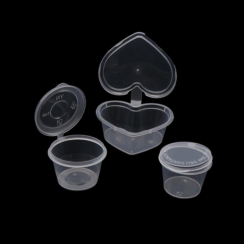 50Pcs Delivery Package Seasoning Box Sauce Box Seasoning Round Transparent Conjoined Plastic Box With Lid Multi Size Home Supply