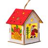 Wooden Christmas Decor with LED Light 3D Carved Hanging Wood Star/Village House/Bell/Gift Box Ornament for Xmas Tree Decor