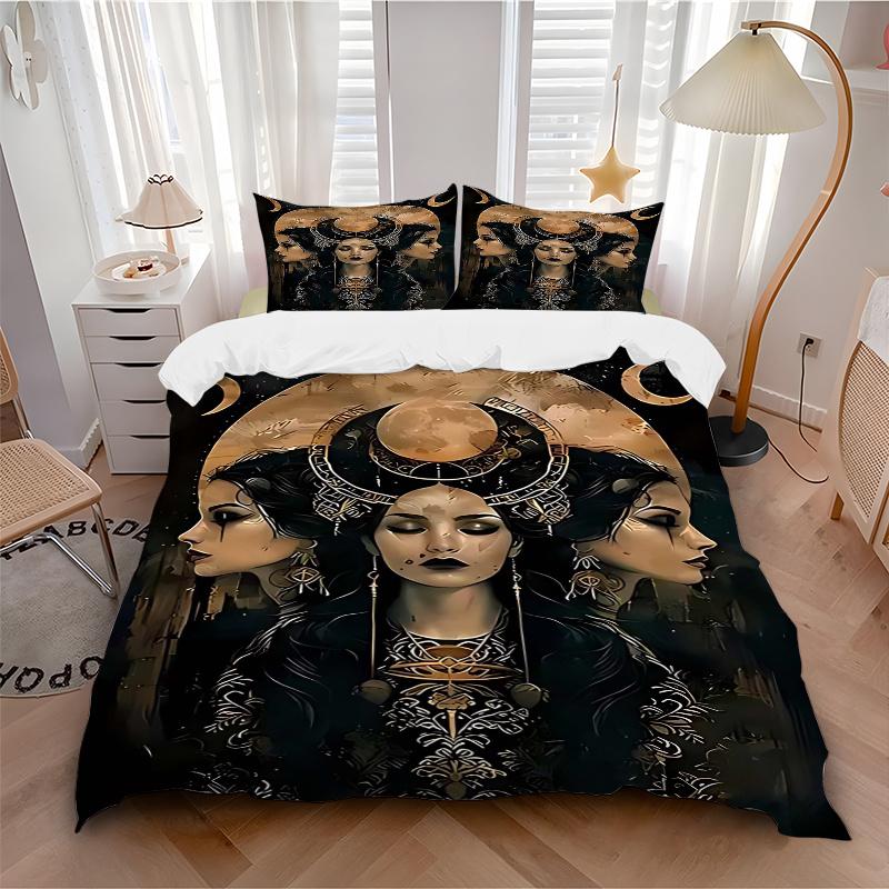 3pcs Anime Cartoon Design Moon Goddess Bedding Set - Includes One Quilt Cover and Two Pillowcases (No Core) - Perfect for Bedroom and Guest Room Decor
