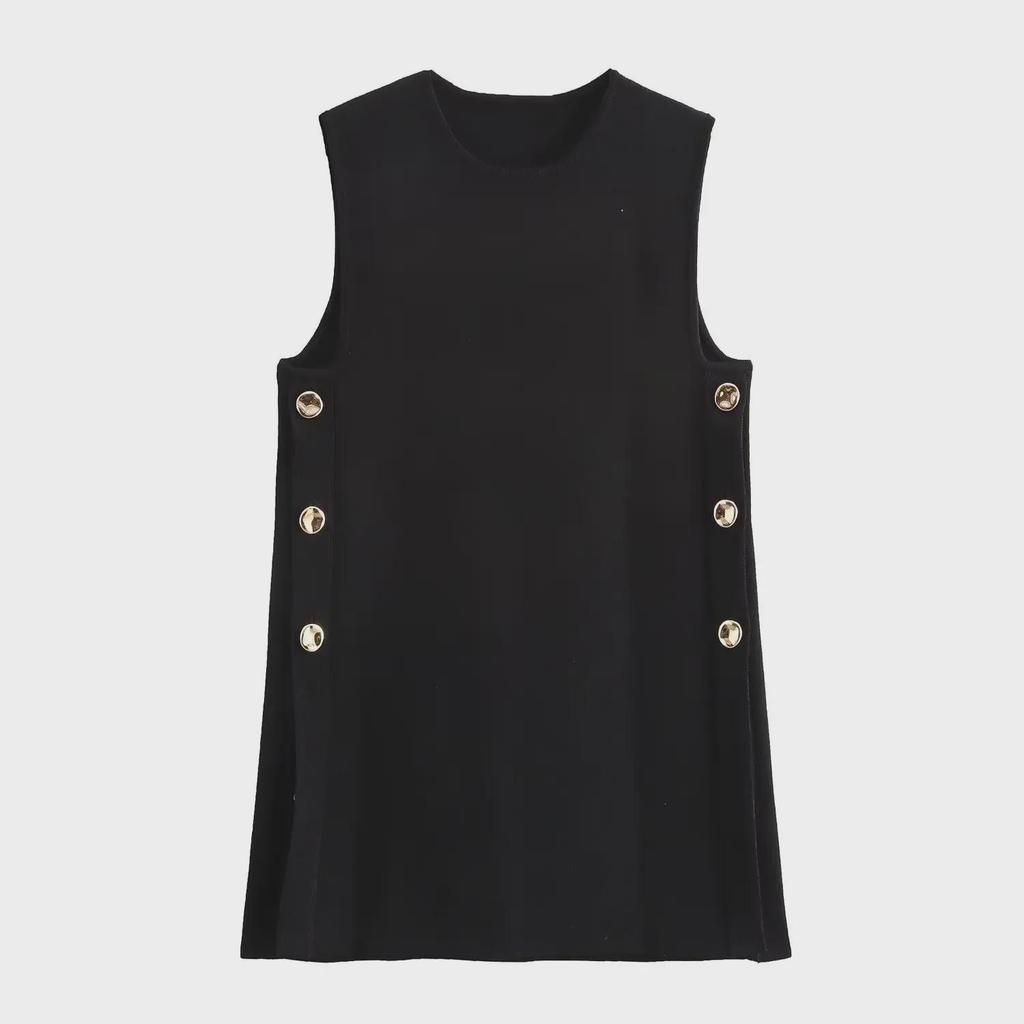 Женский трикотажный комплект из жилета без рукавов и прямых брюк