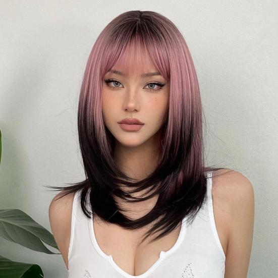 Женский длинный прямой парик с челкой, естественный вид, шелковистые, термостойкие, высокотемпературные волокна, женские синтетические волосы