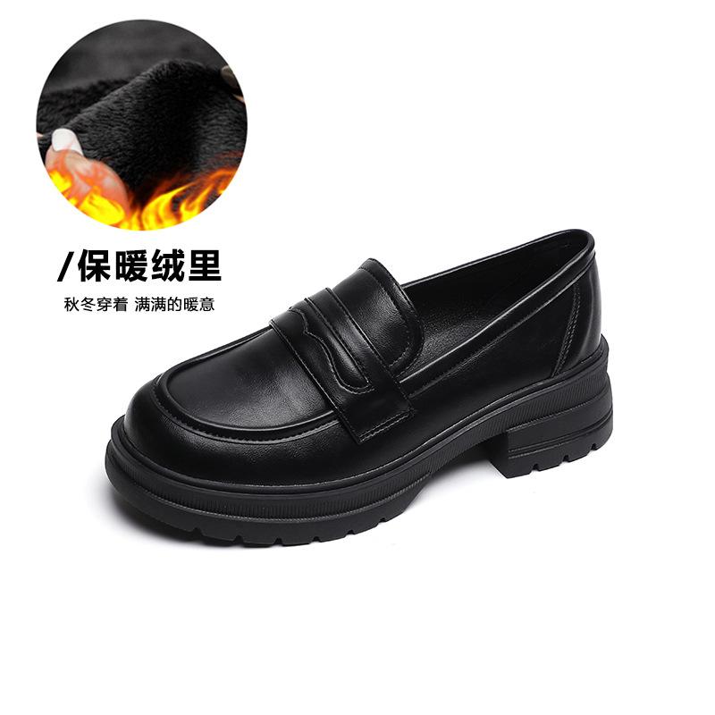 Женские лоферы на платформе 2025 новая весна ретро маленькие кожаные туфли Maillard толстый каблук мягкая подошва одинарные туфли женские