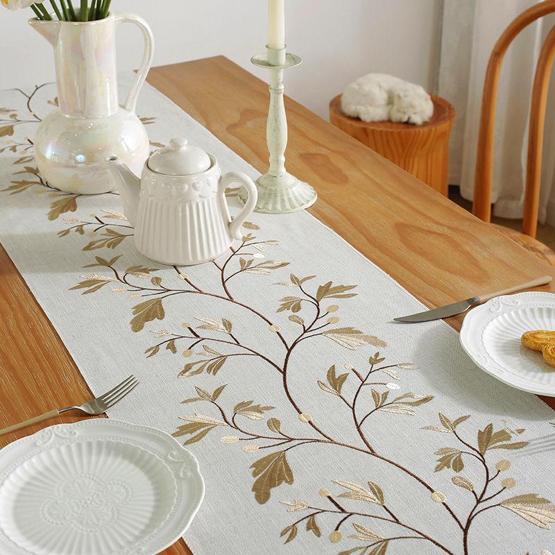 American Embroidery Table Runner Retro Tassel Dining Cover Decorative Long Cloth Party Banquet Camino De Mesa Kitchen