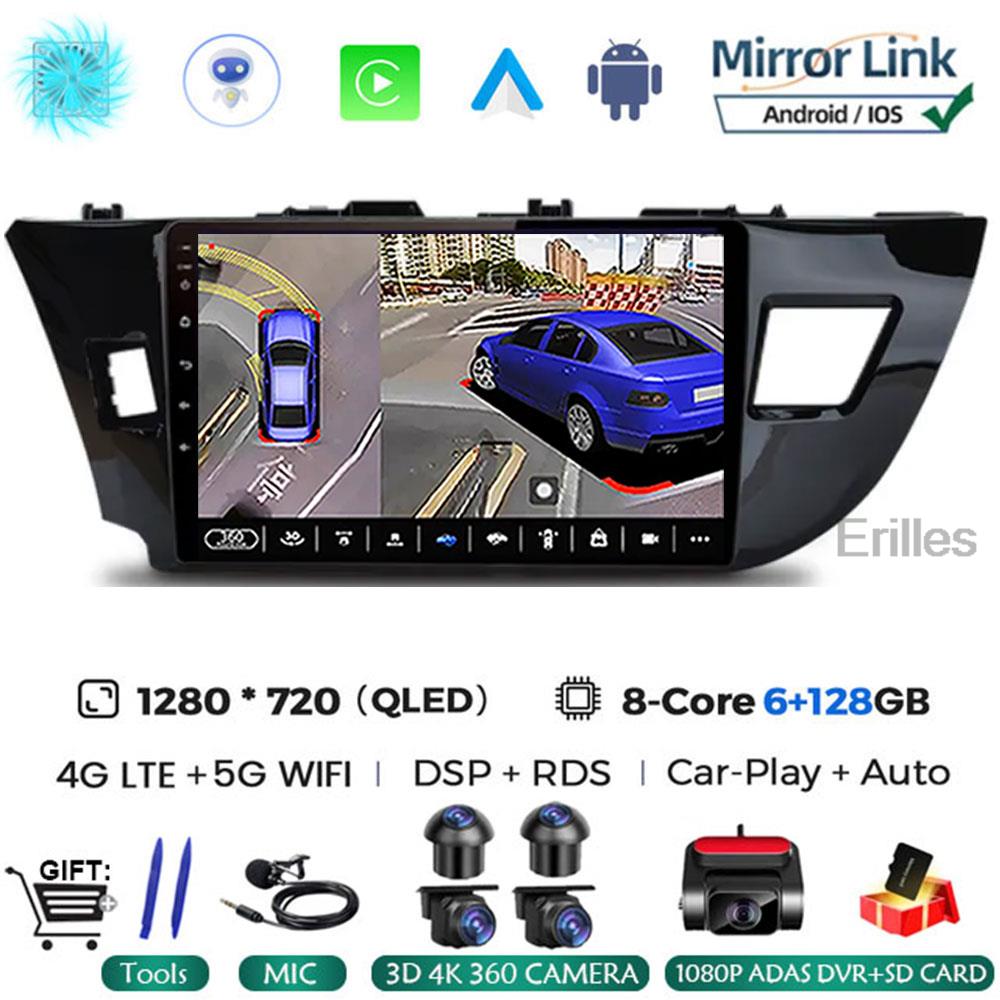 Android 14 2 Din автомобильный радиоприемник для Toyota Corolla Ralink 2014 - 2016 Мультимедийный видеоплеер Навигация MP5 Стерео Carplay Головное устройство