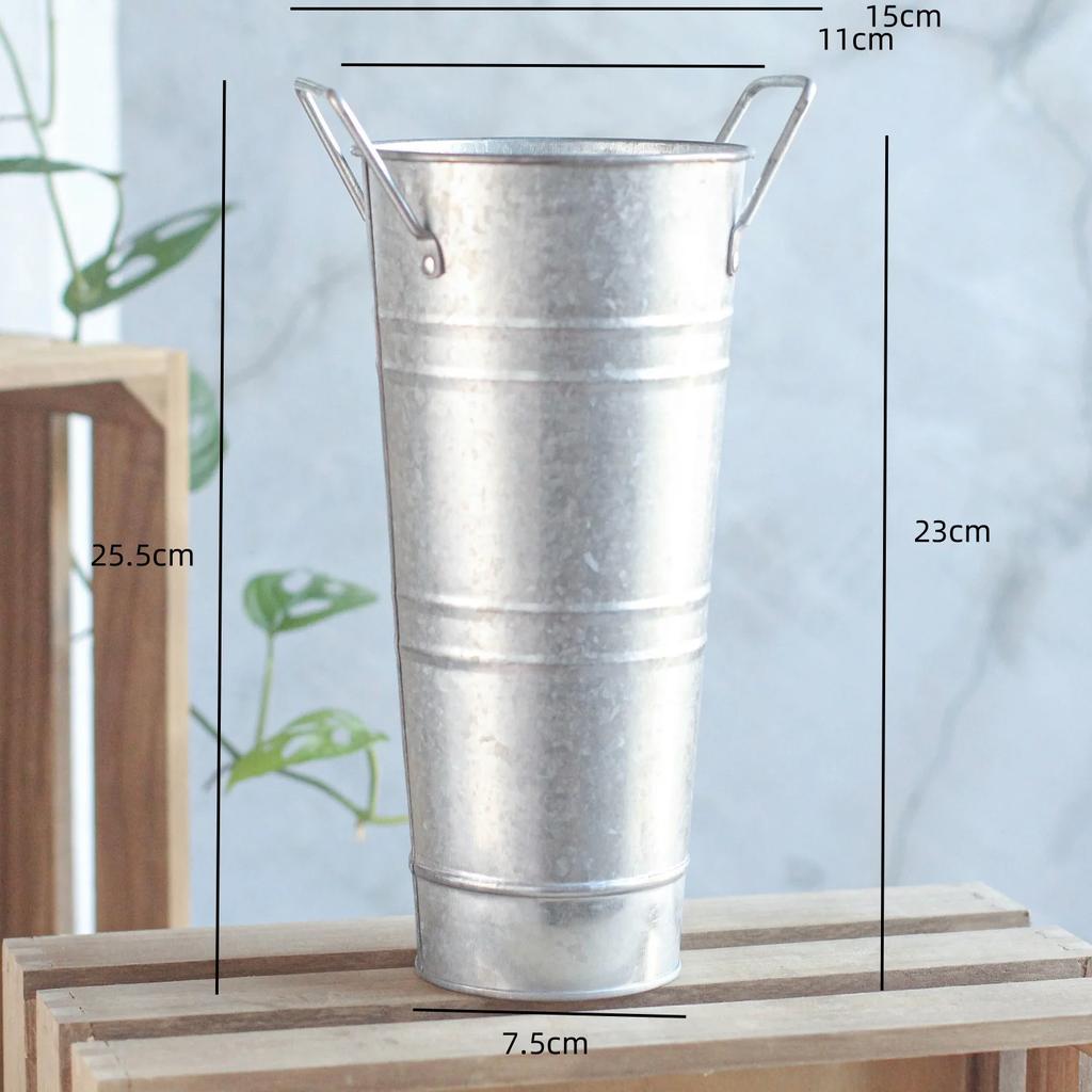 Ваза из оцинкованного листового железа, декоративная ваза для сухоцветов, металлическая ваза для домашнего декора, флористы, ведра для цветов