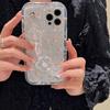 Cute 3D Flower Wrist Phone Chain Soft Phone Case For Iphone 15 14 12 13 11 Pro Max Plus Pink Flower Clear Lens Protective Cover