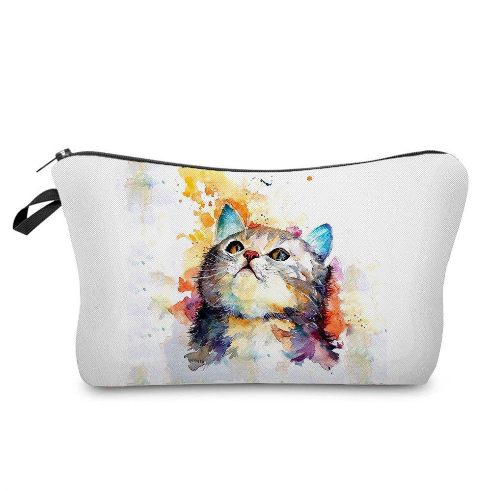 Women Cat Print Cosmetic Bag Toiletries Organize Travel Storage Case  6421