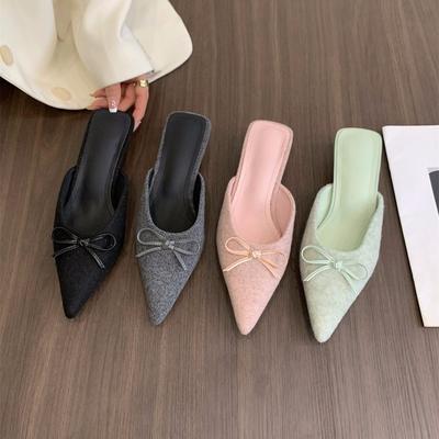 Французский темперамент замшевые туфли-мешки на голову полутапочки сказочные туфли 2025 новые весенне-летние туфли с острым носком полуподнос одинарные туфли