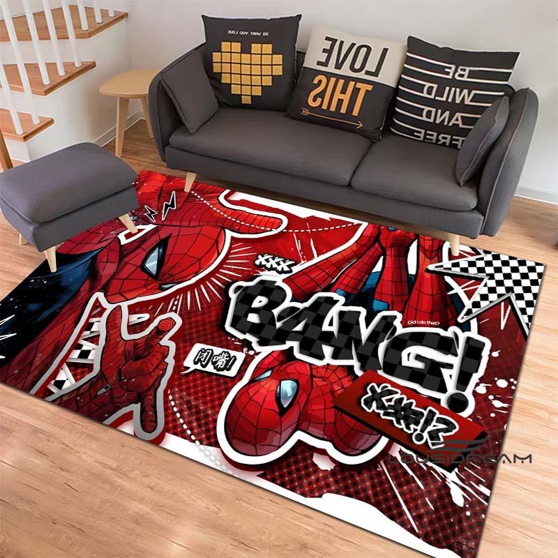 3D-Printed Cartoon Spider-Man Rug — Ideal for Home Decor (Bedroom, Living Room, etc.); Fluffy Square Carpet, Soft Area Rug, and